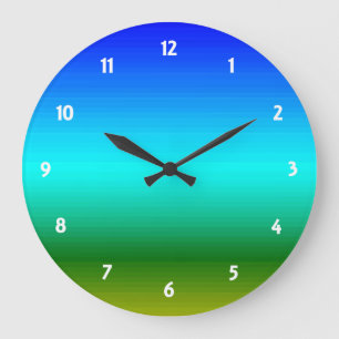 Sea and Sky Blue and Green Gradient Large Clock