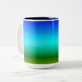 Sea and Sky Blue and Green Gradient Two-Tone Coffee Mug (Front Left)