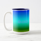 Sea and Sky Blue and Green Gradient Two-Tone Coffee Mug (Left)