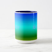 Sea and Sky Blue and Green Gradient Two-Tone Coffee Mug (Center)