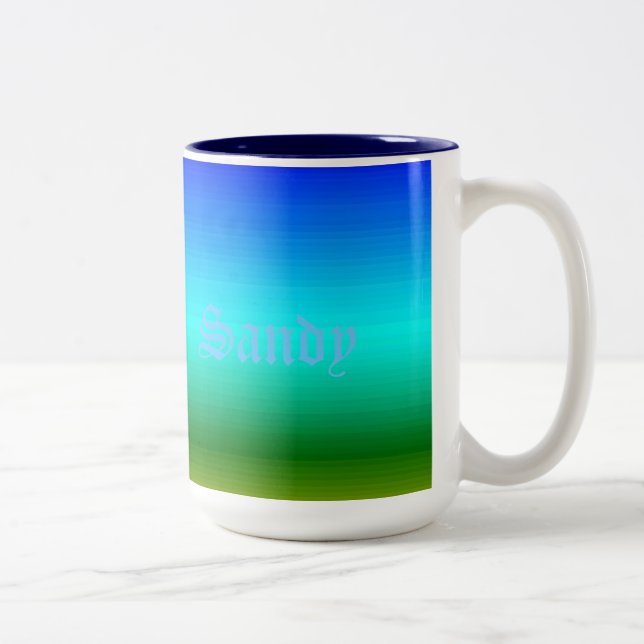 Sea and Sky Blue and Green Gradient Two-Tone Coffee Mug (Right)