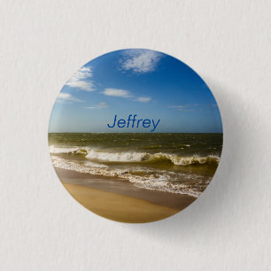 Sea and waves 3 cm round badge