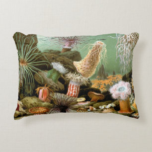 Sea Anemones Marine Life, Vintage Ocean Animals Decorative Cushion