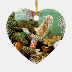Sea anemones underwater scene ceramic tree decoration