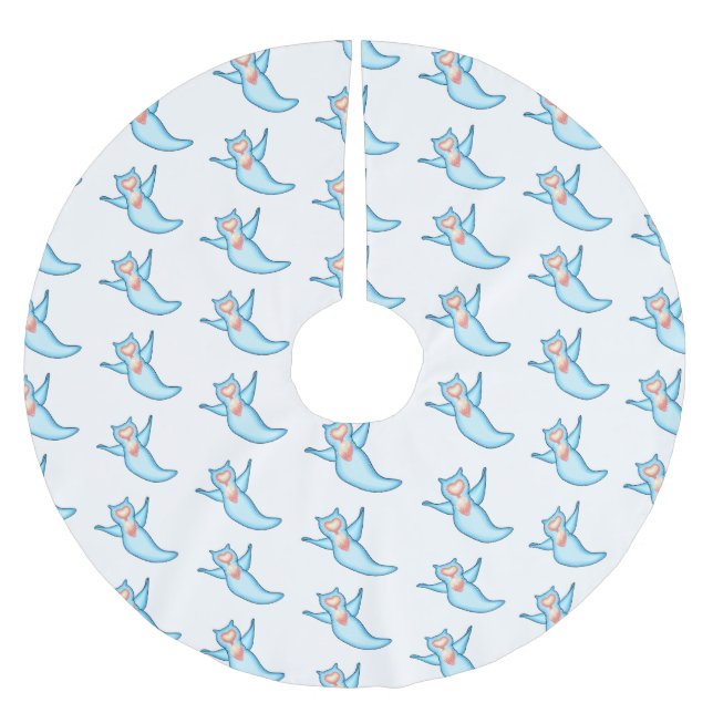 Sea angel cartoon illustration brushed polyester tree skirt (Front)