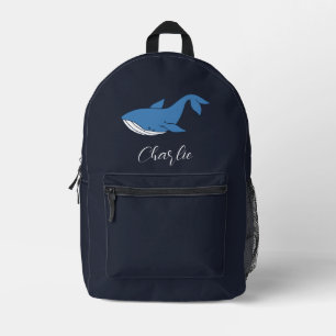 Sea Animal Blue Whale Script Monogram Custom Printed Backpack