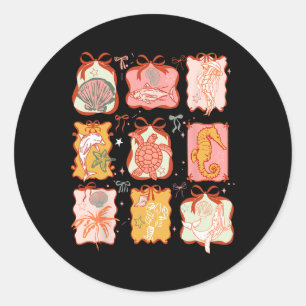 Sea Animal Coquette Bow Summer Vacation Hawaii Bea Classic Round Sticker