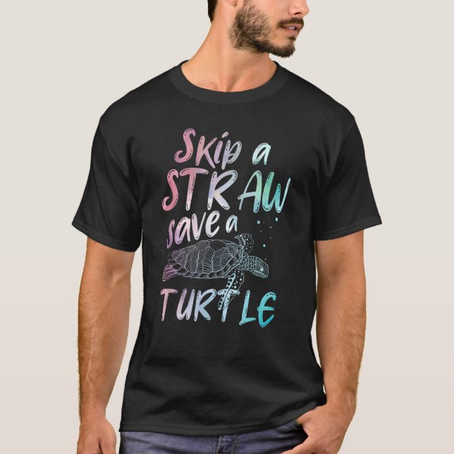 Sea Animal Environmental Awareness Ocean Turtle T-Shirt (Front)
