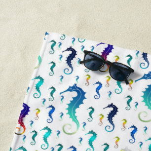 sea, animal, fish, seahorse, colour, colourful, beach towel
