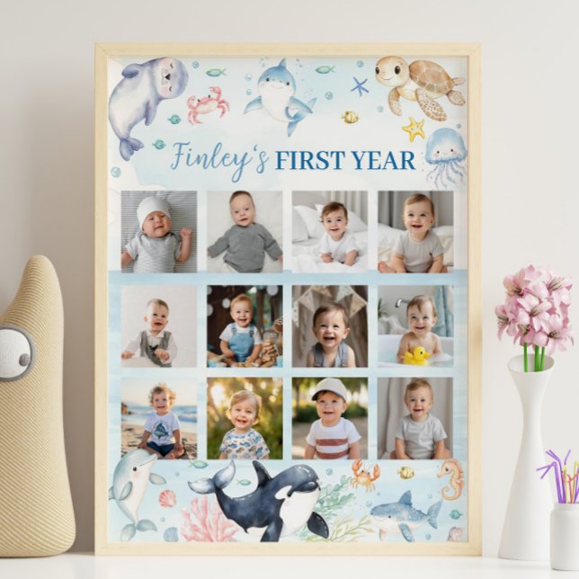 Sea Animal Kids Birthday Photo Milestone Sign (Creator Uploaded)