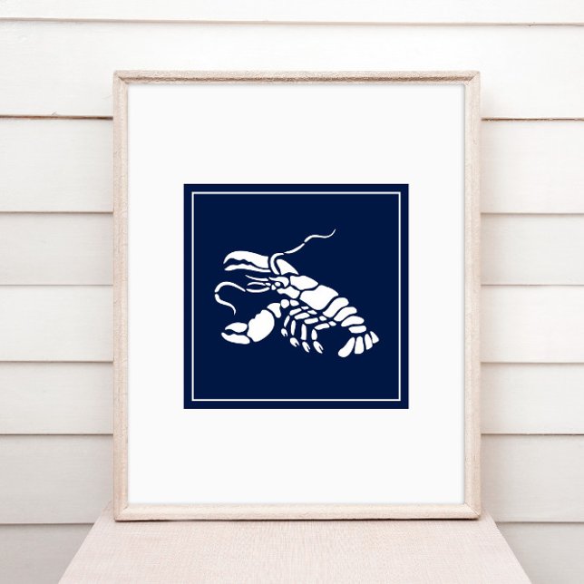 Sea Animal Lobster Blue White Coastal Nautical Poster (Creator Uploaded)