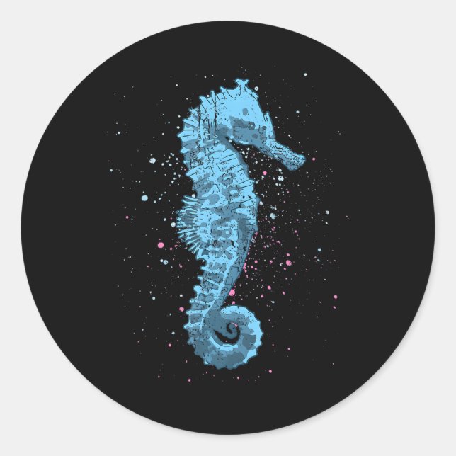 Sea Animal Lover Ocean Underwater Fish Seahorse Classic Round Sticker (Front)