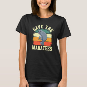 Sea Animal Marine Mammal Retro Save The Manatees T-Shirt