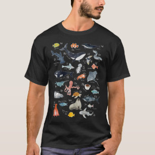 Sea Animals Alphabet Ocean Life Exploration Sea T-Shirt