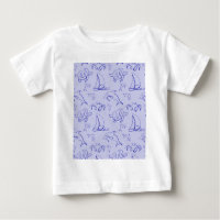 Sea animals and sailboat one line drawing pattern