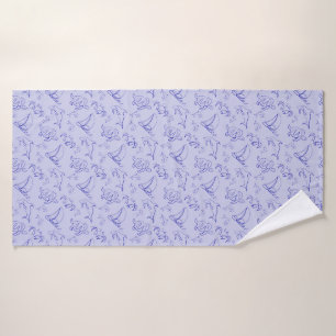 Sea animals and sailboat one line drawing pattern  bath towel