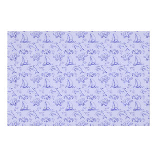 Sea animals and sailboat one line drawing pattern photo print