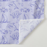Sea animals and sailboat one line drawing pattern