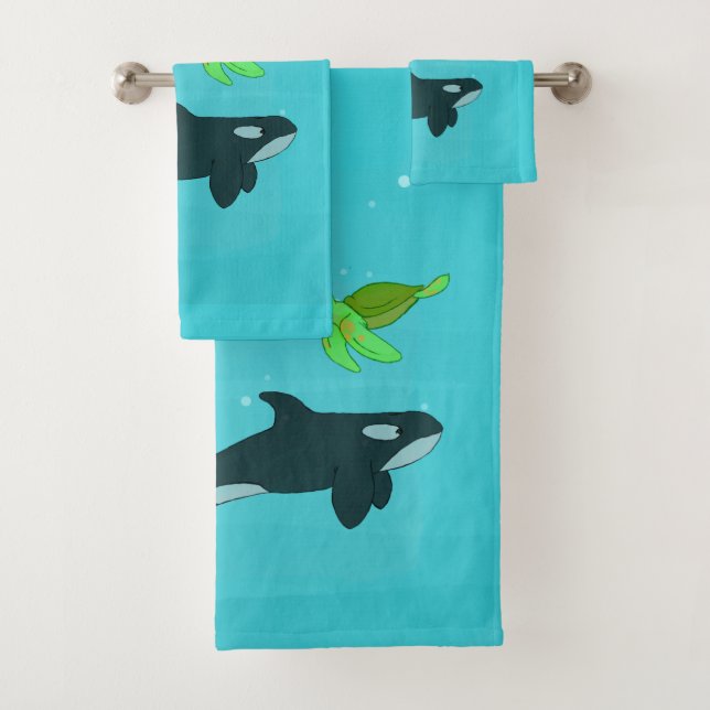 Sea Animals Bath Towel Set (Insitu)