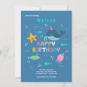 Sea Animals Birthday Party Invitation