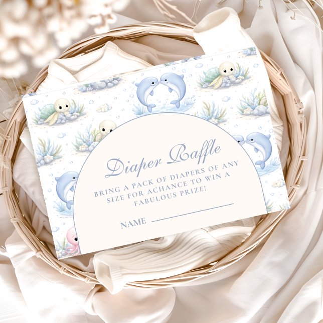 Sea Animals Elegant Arch Diapper Raffle Enclosure Card (Creator Uploaded)