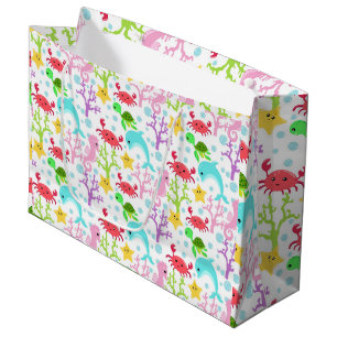 Sea Animals Print Under the Sea Life Large Gift Bag