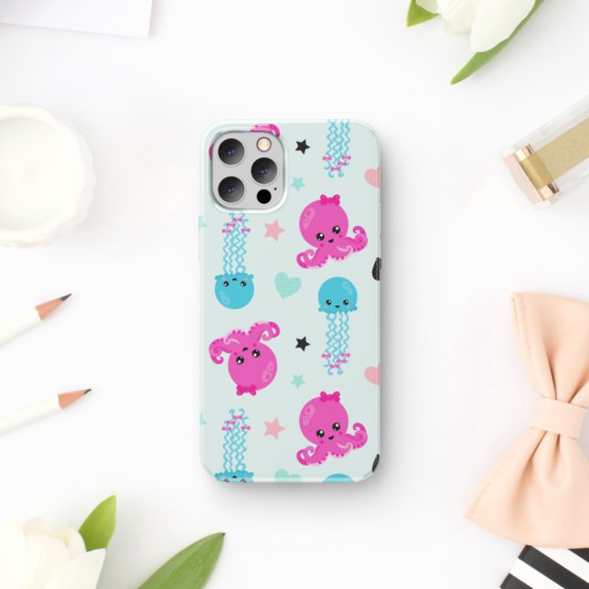 Sea Animals, Sea Life, Octopus, Jellyfish, Hearts Case-Mate iPhone Case (Creator Uploaded)