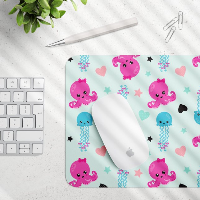 Sea Animals, Sea Life, Octopus, Jellyfish, Hearts Mouse Pad (Creator Uploaded)