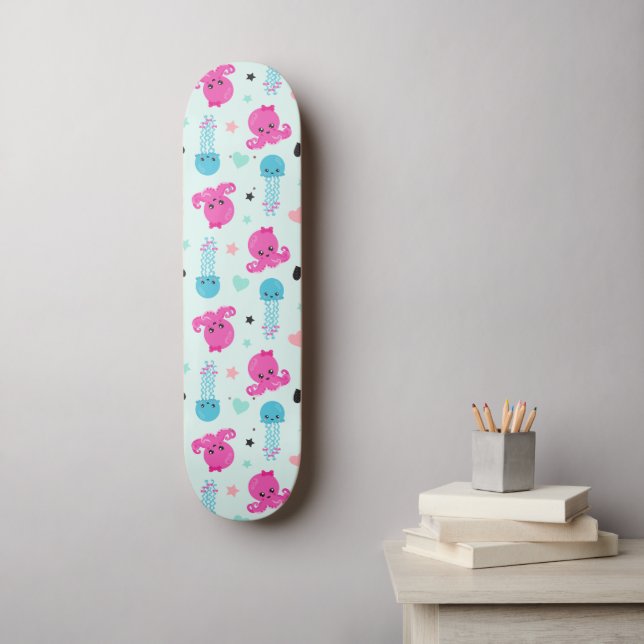 Sea Animals, Sea Life, Octopus, Jellyfish, Hearts Skateboard (Wall Art)