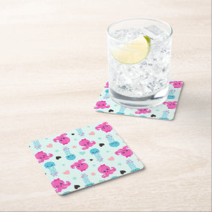 Sea Animals, Sea Life, Octopus, Jellyfish, Hearts Square Paper Coaster
