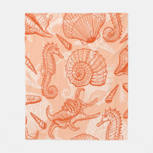 Sea animals seamless pattern fleece blanket