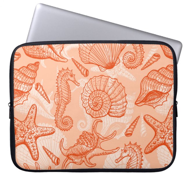 Sea animals seamless pattern laptop sleeve (Front)