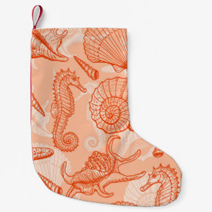 Sea animals seamless pattern small christmas stocking