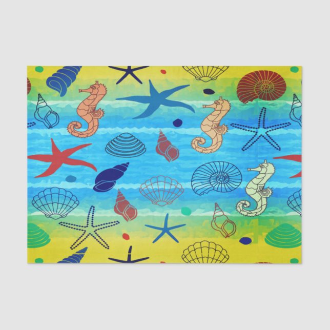 Sea Animals Seashells Theme Tissue Paper (Front)