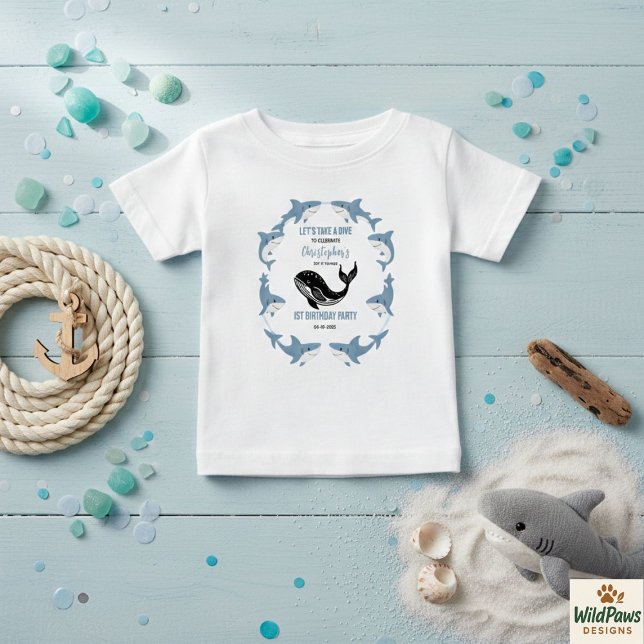 Sea Animals Shark 1st Birthday | Under the Sea  Baby T-Shirt (Sea Animals Shark 1st Birthday | Under the Sea Baby T-Shirt
)