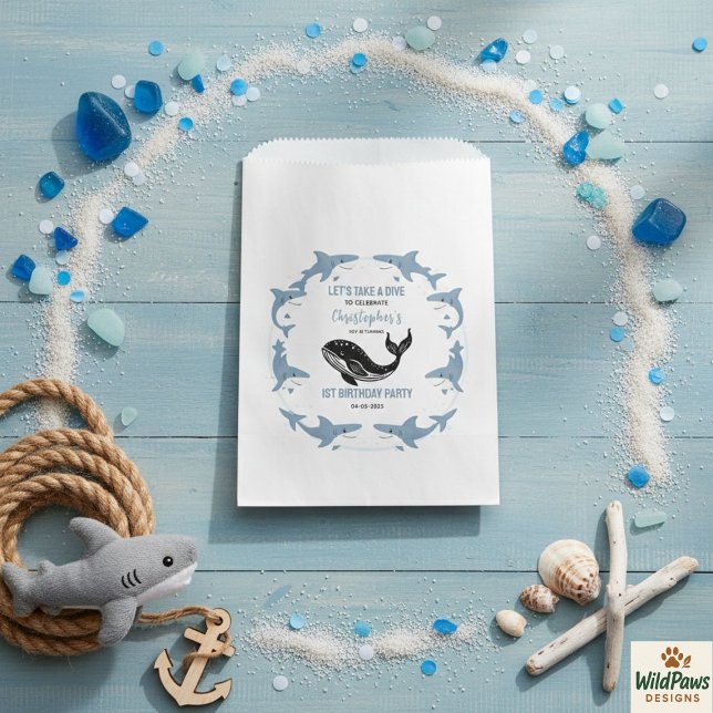 Sea Animals Shark 1st Birthday | Under the Sea  Favour Bag (Sea Animals Shark 1st Birthday | Under the Sea Favor Bag
)