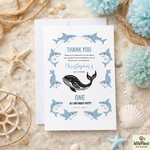 Sea Animals Shark 1st Birthday   Under the Sea Thank You Card