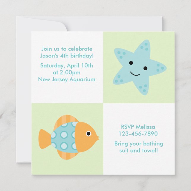 Sea Animals Summer Birthday Party Invitation (Front)