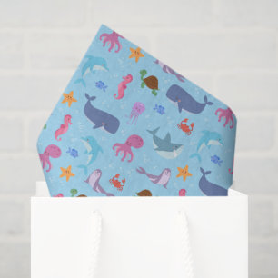 Sea Animals Tissue Paper, Marine Life Decoupage Paper