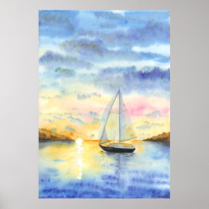 Sea at sunset poster