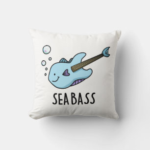 Sea Bass Funny Bass Guitar Fish Pun Cushion