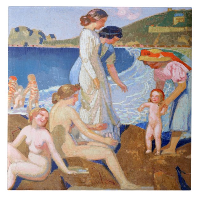 Sea Bathing, Maurice Denis Ceramic Tile (Front)