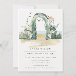 Sea Beach Floral Arch Botanical Baby Shower Invite