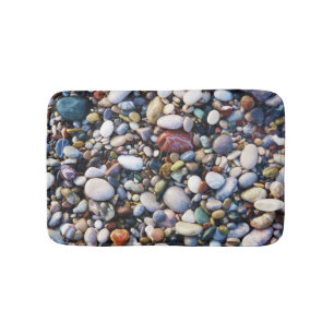 Sea Beach Pebbles and Colourful Rocks Bath Mat