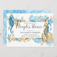 Sea & Beach Seahorse Couples Shower Invitation