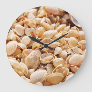 Sea Beach Shell: Summer Textured Background Large Clock