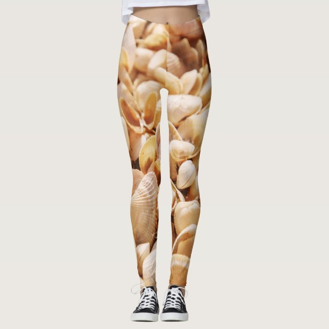 Sea Beach Shell: Summer Textured Background Leggings (Front)