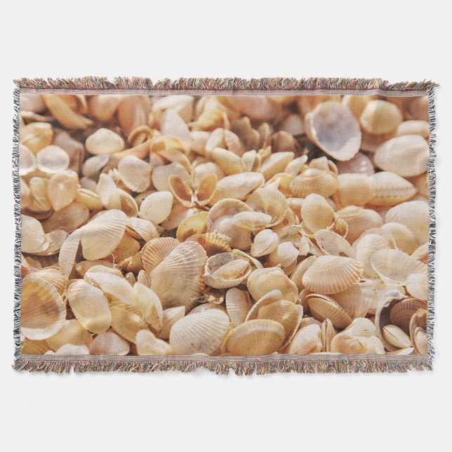 Sea Beach Shell: Summer Textured Background Throw Blanket (Front)