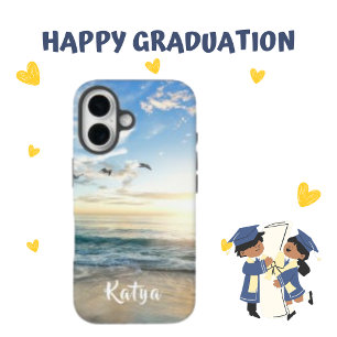 Sea Beach Sky Bird, Personalised Name iPhone 16 Case