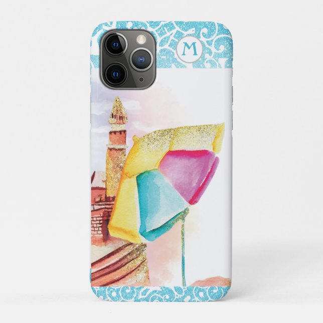 *~* Sea Beach Umbrella Sand Castle Case-Mate iPhone Case (Back)